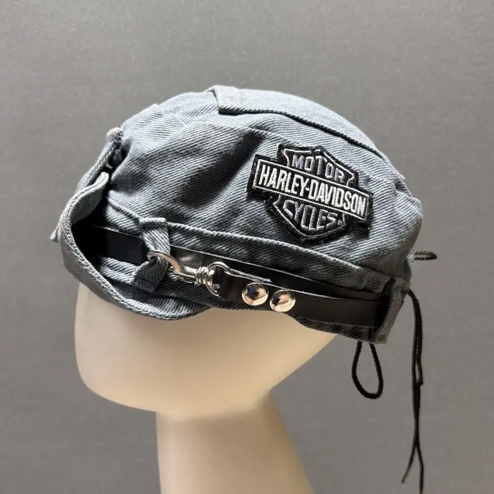 Robo Cap Denim Biker Hat Cap Size M The Road Rag Vintage Unisex With HD Patch